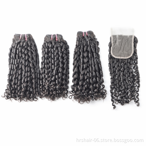 wholesale virgin hair vendors dropship raw hair  funmi pixie curl  closure hair bundle